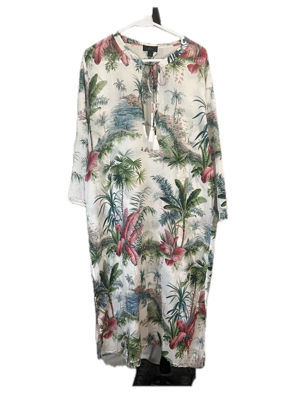 Pierre Frey x J Crew Alexandria Archival Botanical Print Sheer Midi Tunic Dress